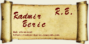 Radmir Berić vizit kartica